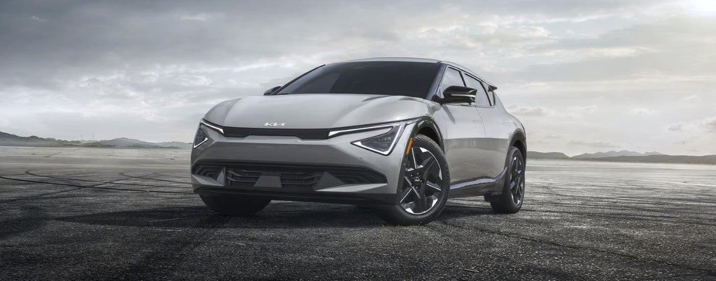 Silver 2025 Kia EV6 parked on pavement